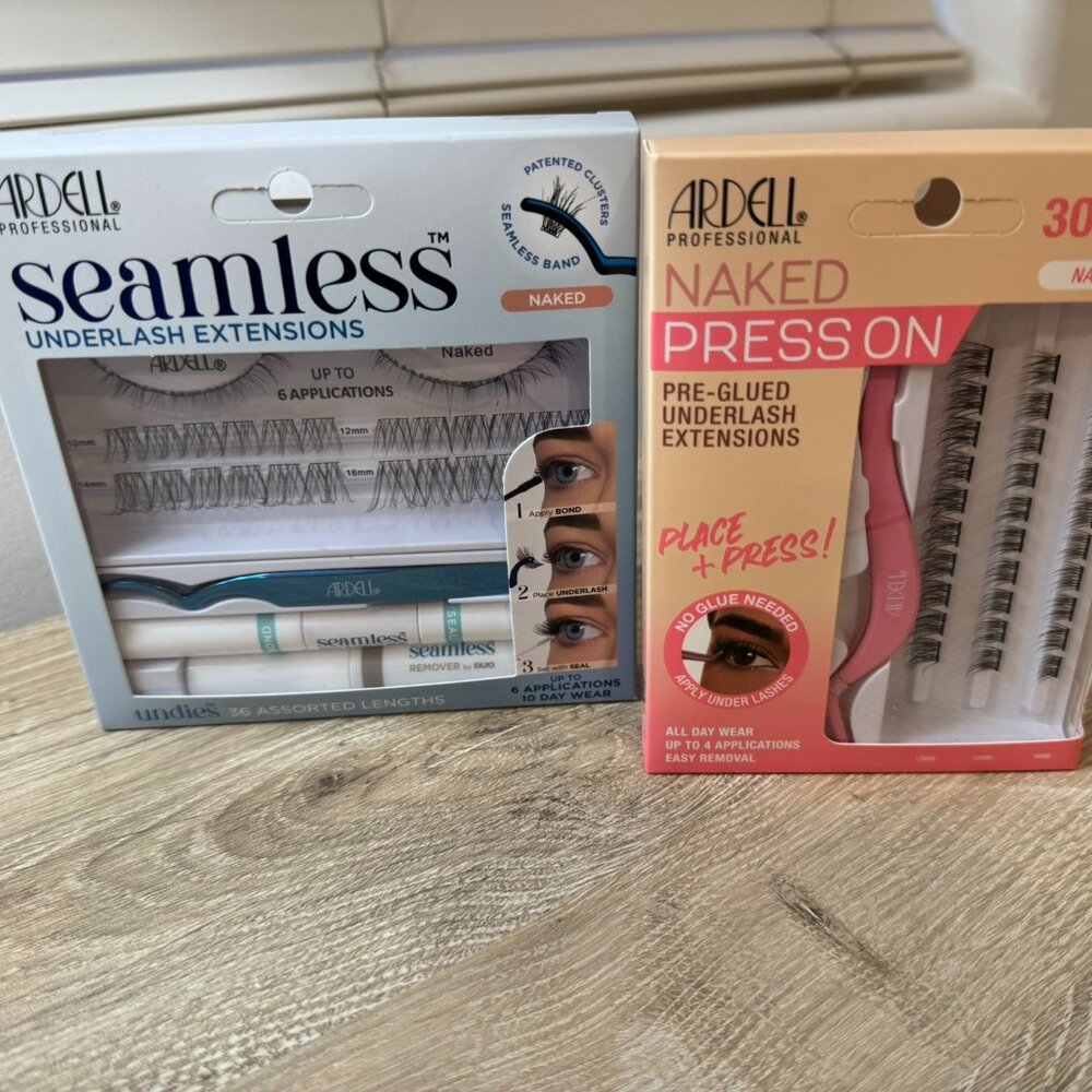 Set of 2 Ardell Seamless Underlash Extensions and Naked Press On PreGlued